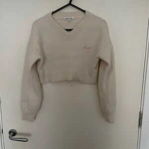 Reformation Harley Embroidered Babygirl Cashmere Sweater